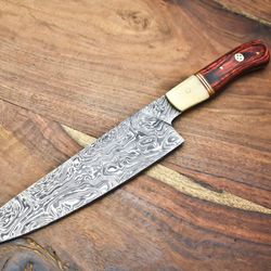 12" handmade damascus fillet knife | forged full tang blade & steel bolster handle