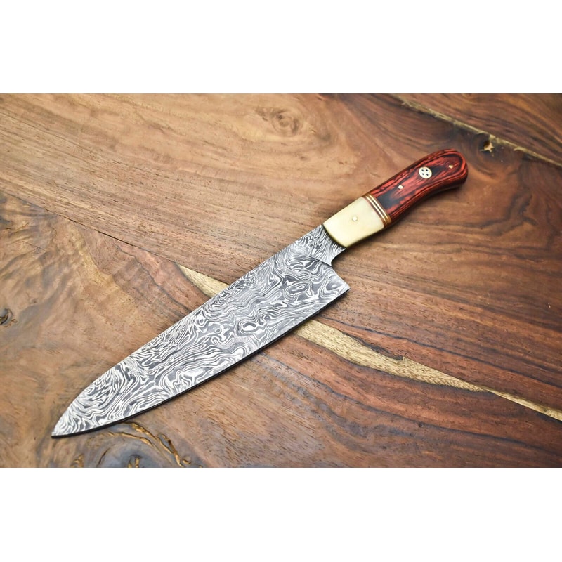 12 Handmade Damascus Fillet Knife Forged Full Tang Blade Steel Bolster Handle 0