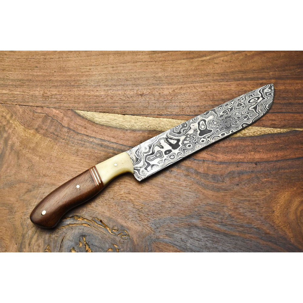 Premium Handmade Damascus Fillet Knife  Full Tang Kitchen Knife With 4mm Thick Blade 3