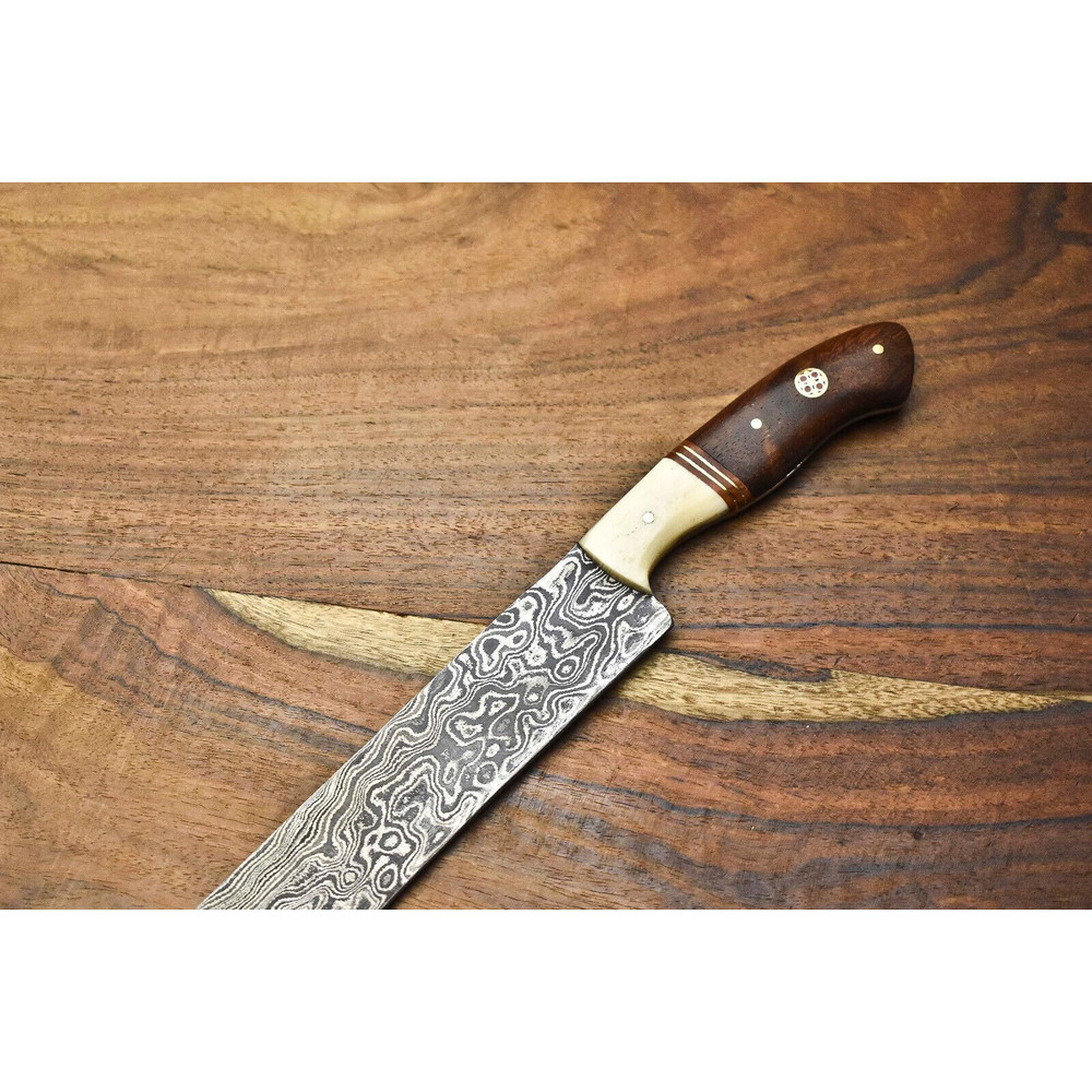 Premium Handmade Damascus Fillet Knife  Full Tang Kitchen Knife With 4mm Thick Blade 1