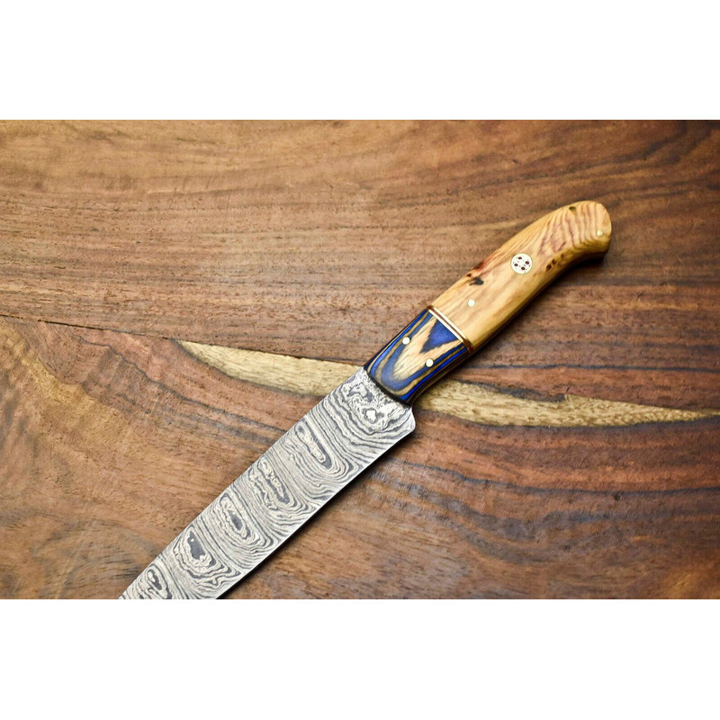 Artisan Forged Damascus Steel Knife  Chef Fillet Knife With Polished Pakka Wood Handle 1