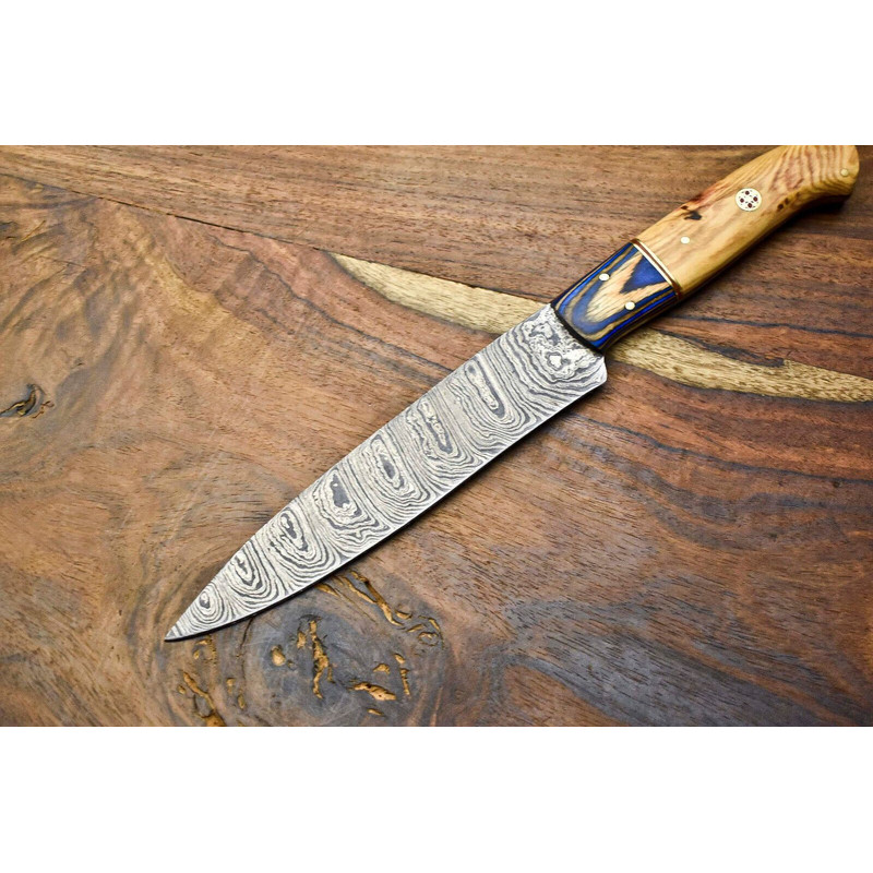 Artisan Forged Damascus Steel Knife  Chef Fillet Knife With Polished Pakka Wood Handle 2