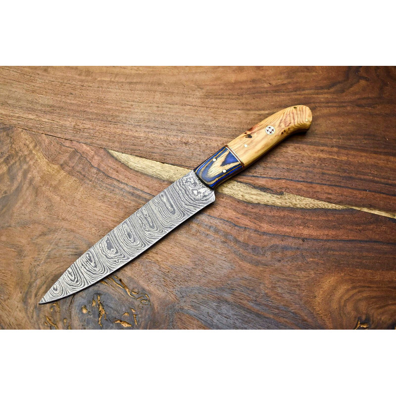 Artisan Forged Damascus Steel Knife  Chef Fillet Knife With Polished Pakka Wood Handle 0