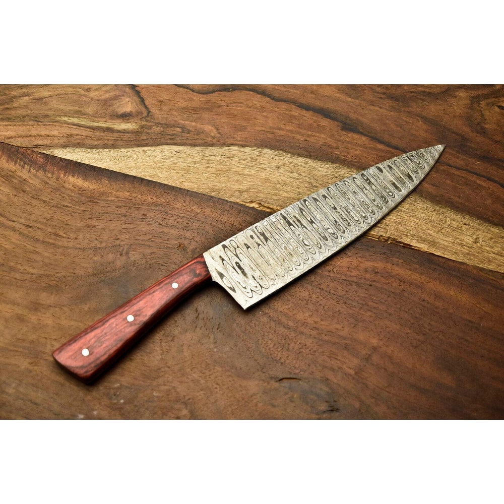 Luxury Damascus Steel Fillet Knife 12Inch Forged Blade With Wooden Handle 3