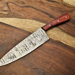 luxury damascus steel fillet knife | 12-inch forged blade with wooden handle