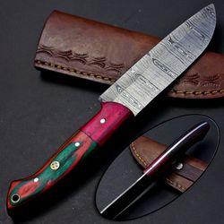custom damascus steel fillet knife | handmade forged chef knife with pakka wood handle
