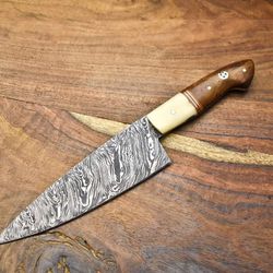 handcrafted damascus steel chef knife | razor sharp fillet knife for kitchen or camping