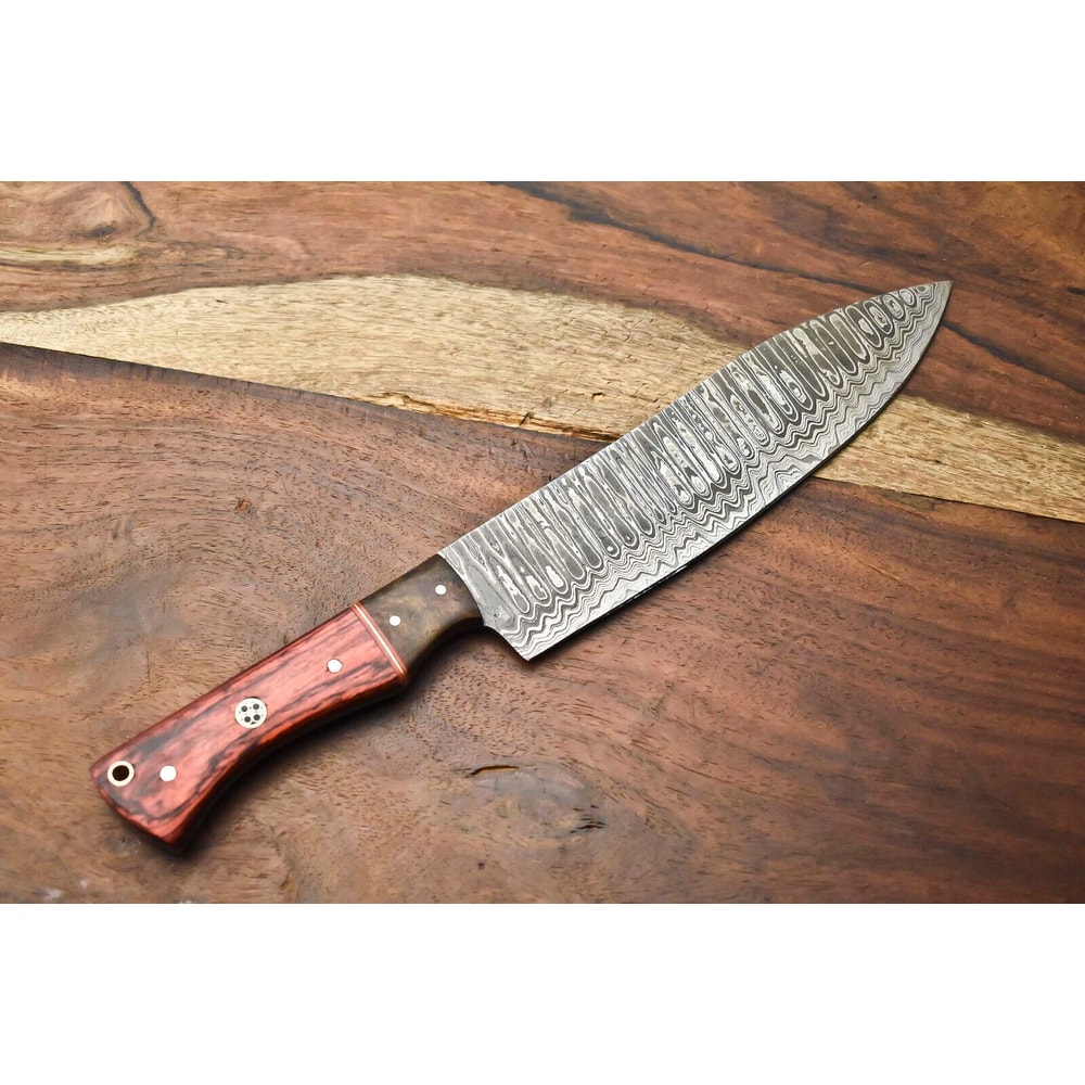 Custom Forged Damascus Kitchen Knife Elegant Fillet Knife With Ergonomic Wood Handle 3