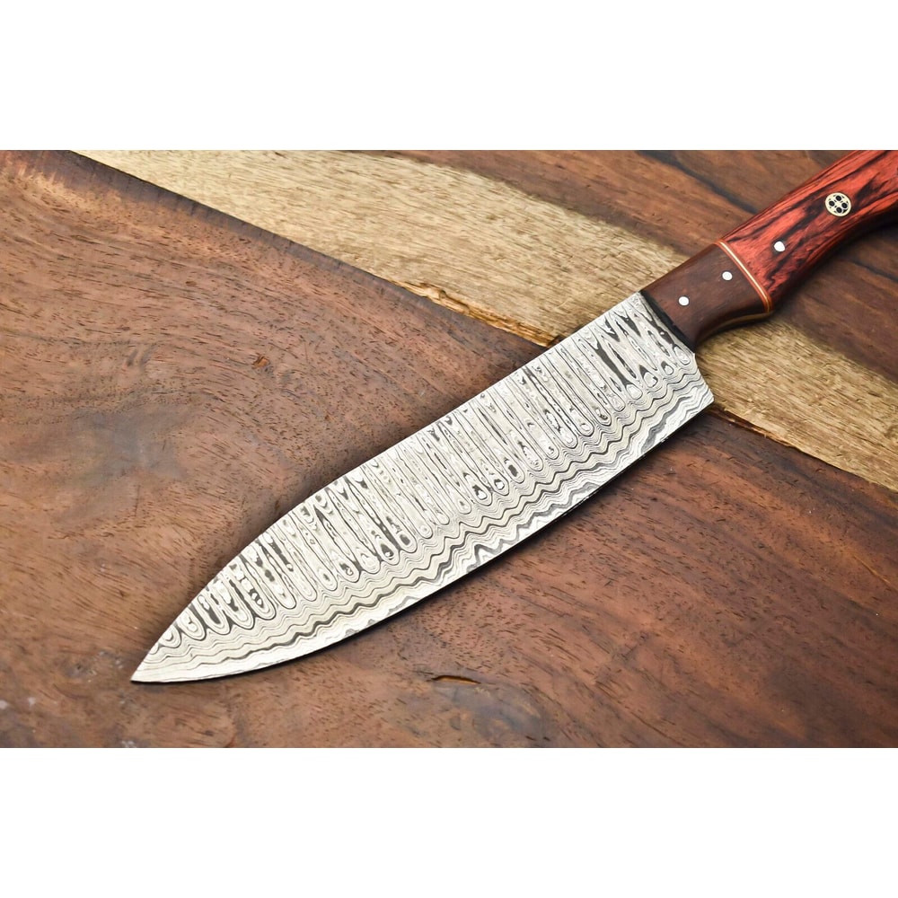 Custom Forged Damascus Kitchen Knife Elegant Fillet Knife With Ergonomic Wood Handle 2
