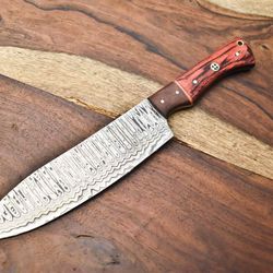 custom forged damascus kitchen knife | elegant fillet knife with ergonomic wood handle
