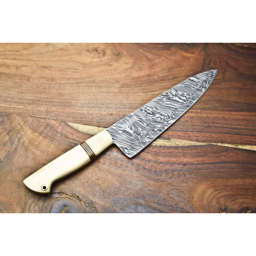 HighEnd Handmade Damascus Knife  12Inch Fillet Knife With Stunning Blade Pattern 3