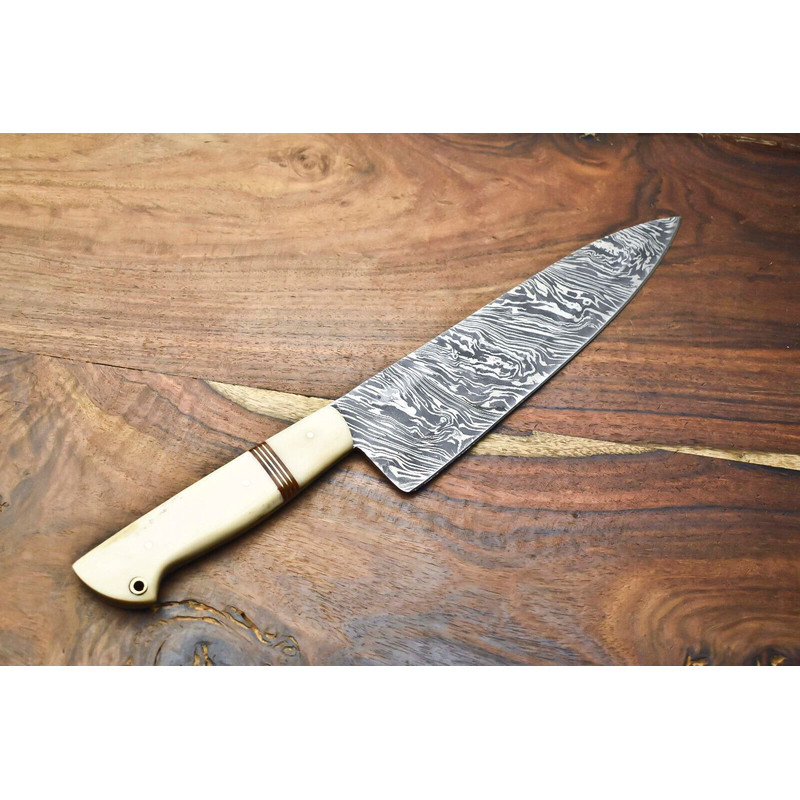 HighEnd Handmade Damascus Knife  12Inch Fillet Knife With Stunning Blade Pattern 3