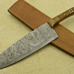 damascus steel fillet knife | 12" handmade chef knife with full tang design