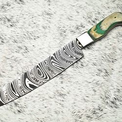 handcrafted damascus steel fillet knife | full tang kitchen knife with steel bolster