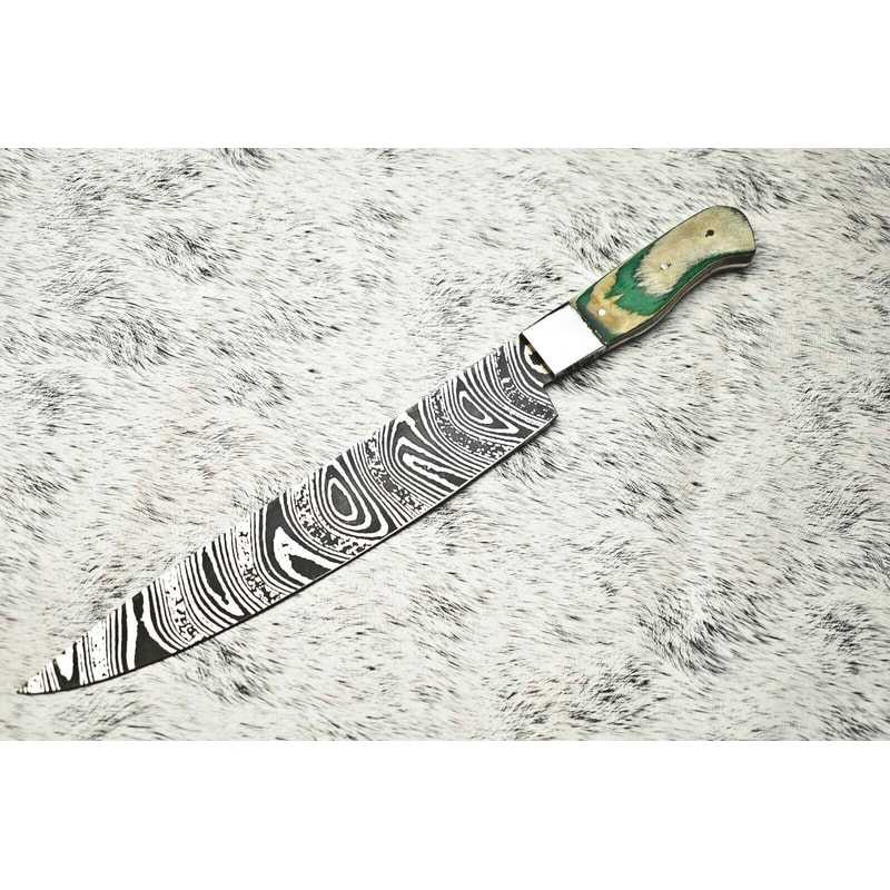 Handcrafted Damascus Steel Fillet Knife Full Tang Kitchen Knife With Steel Bolster 0