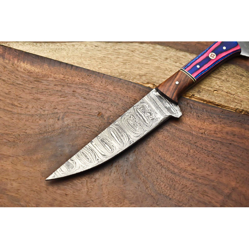 Handmade Chef Knife  Forged Damascus Steel Fillet Knife With Steel Bolster 2