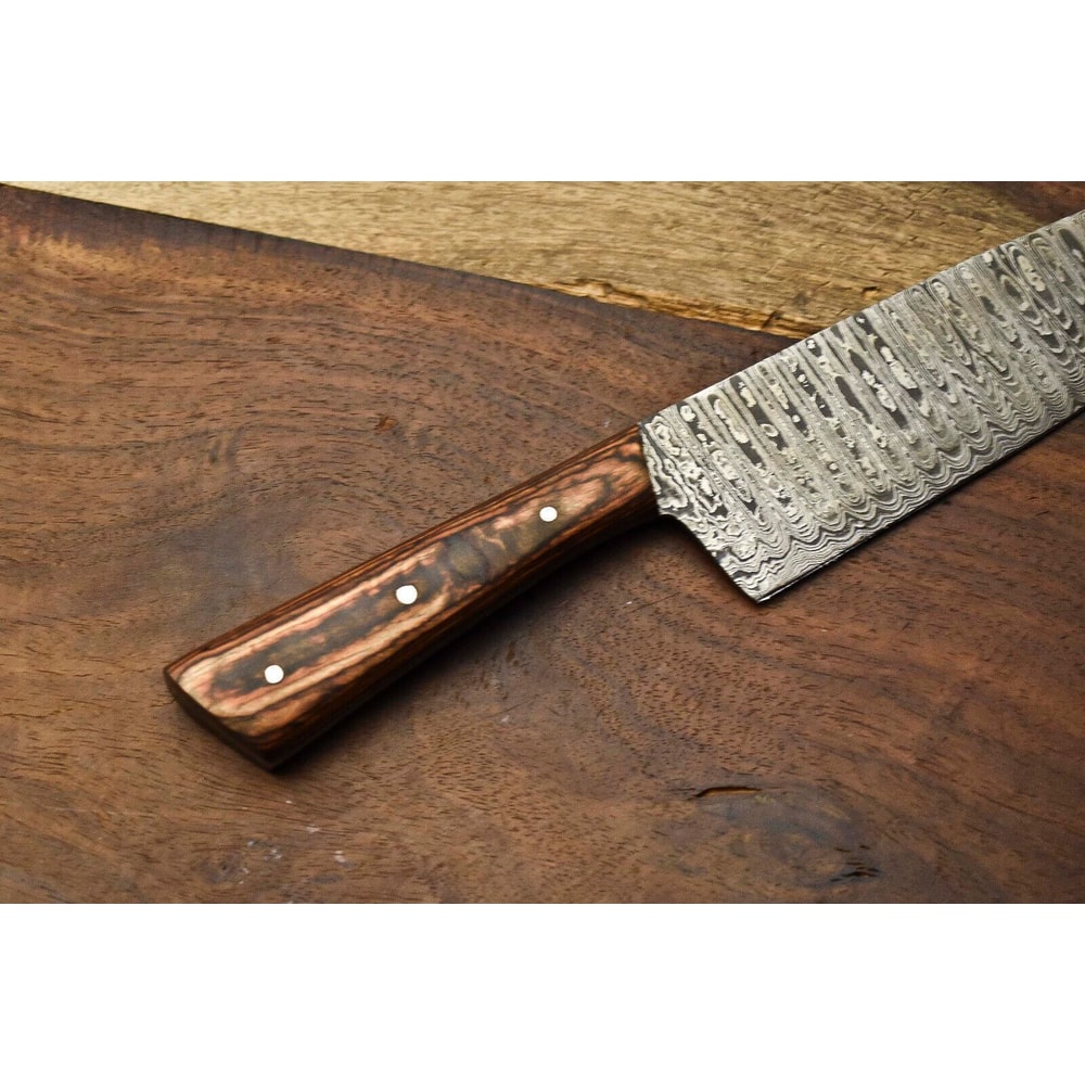 Damascus Steel Kitchen Knife Hand Forged Fillet Blade With Steel Bolster Grip 1