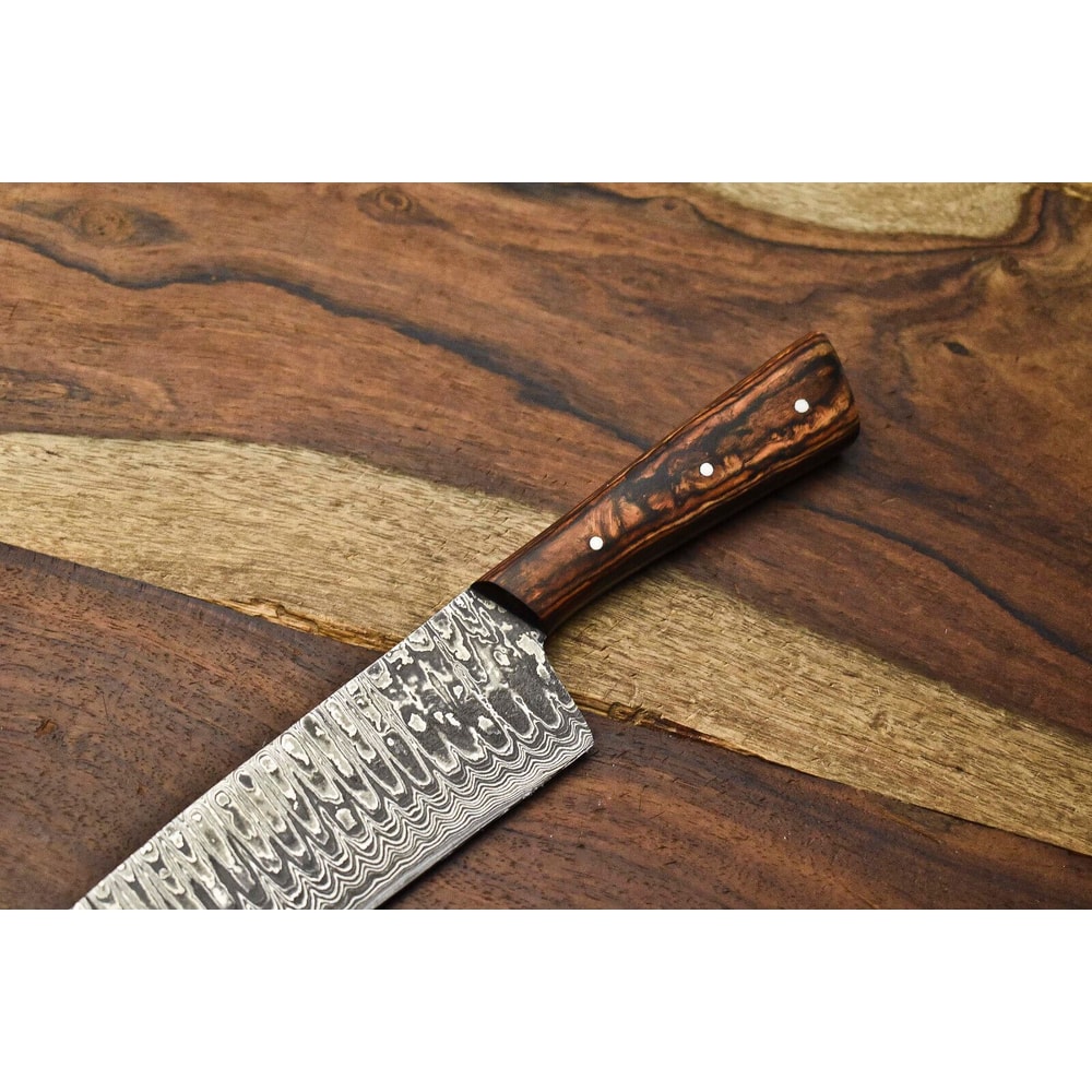 Damascus Steel Kitchen Knife Hand Forged Fillet Blade With Steel Bolster Grip 2