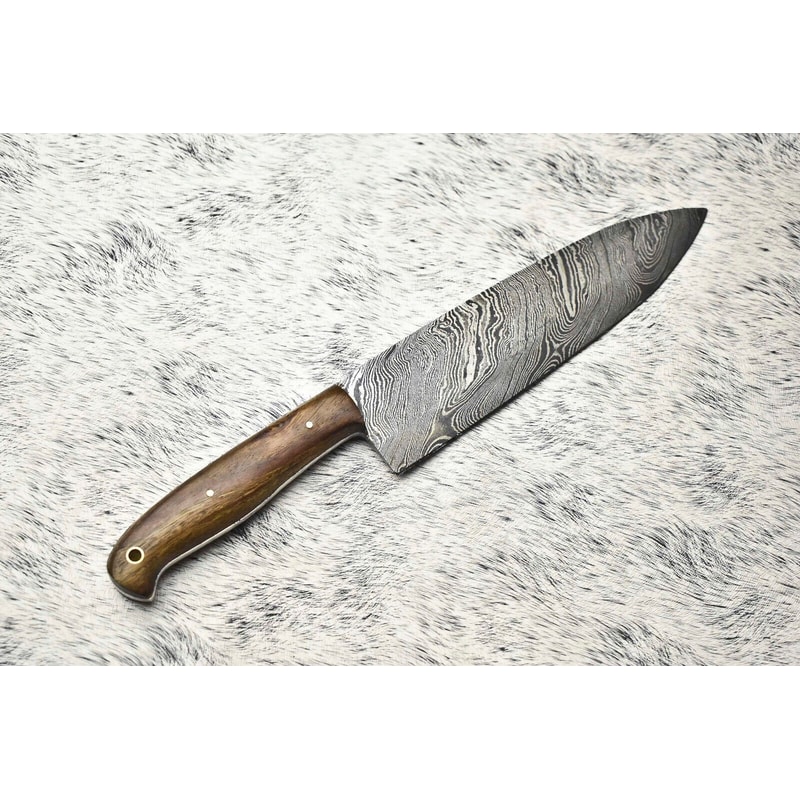 Damascus Fillet Knife Handmade Chef Knife With Stunning Blade Pattern 3