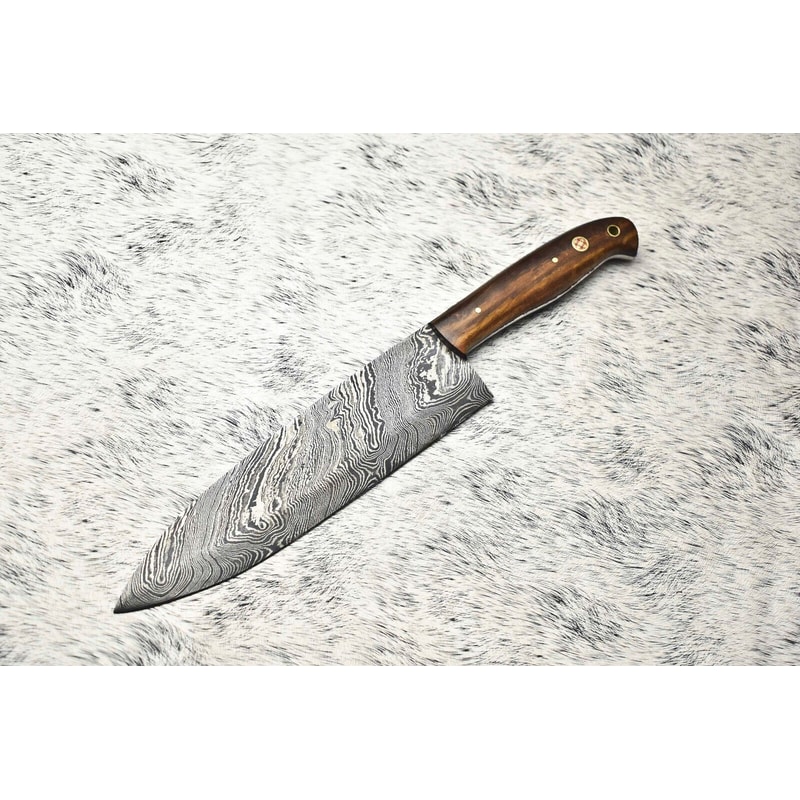 Damascus Fillet Knife Handmade Chef Knife With Stunning Blade Pattern 0