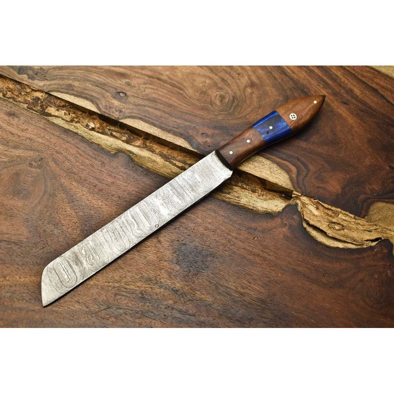 Handmade Damascus Fillet Knife  Forged Steel Chef Knife With Wooden Handle 0