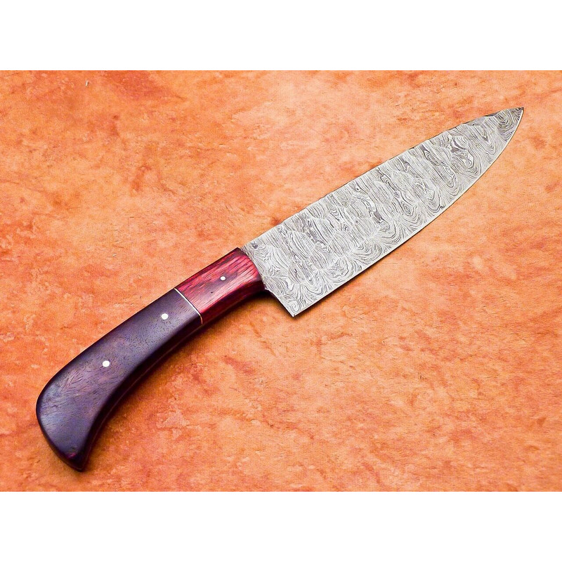Custom Handmade Damascus Steel Chef Knife  Professional Kitchen Knife With Hardwood Handle 3
