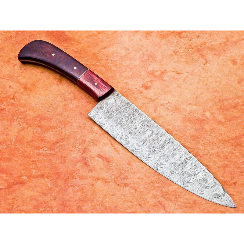 Custom Handmade Damascus Steel Chef Knife  Professional Kitchen Knife With Hardwood Handle 1