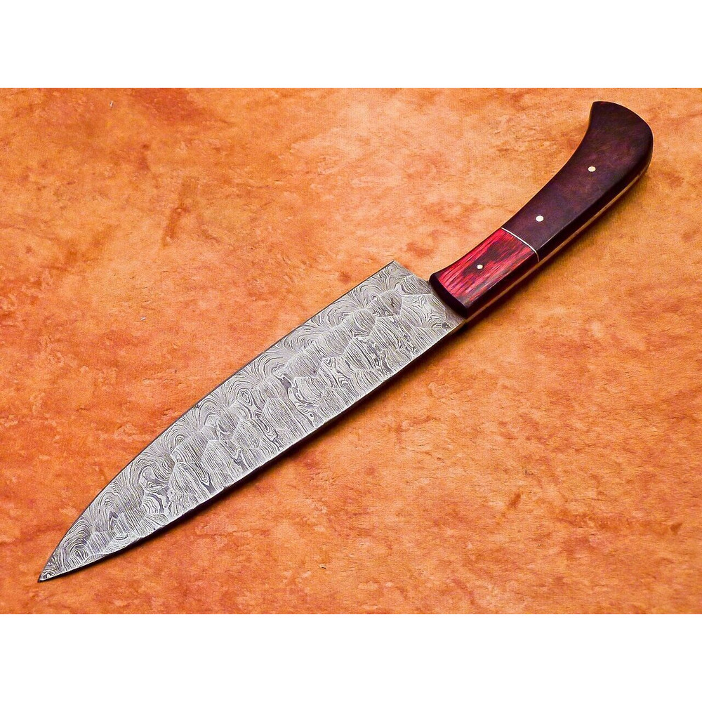Custom Handmade Damascus Steel Chef Knife  Professional Kitchen Knife With Hardwood Handle 2