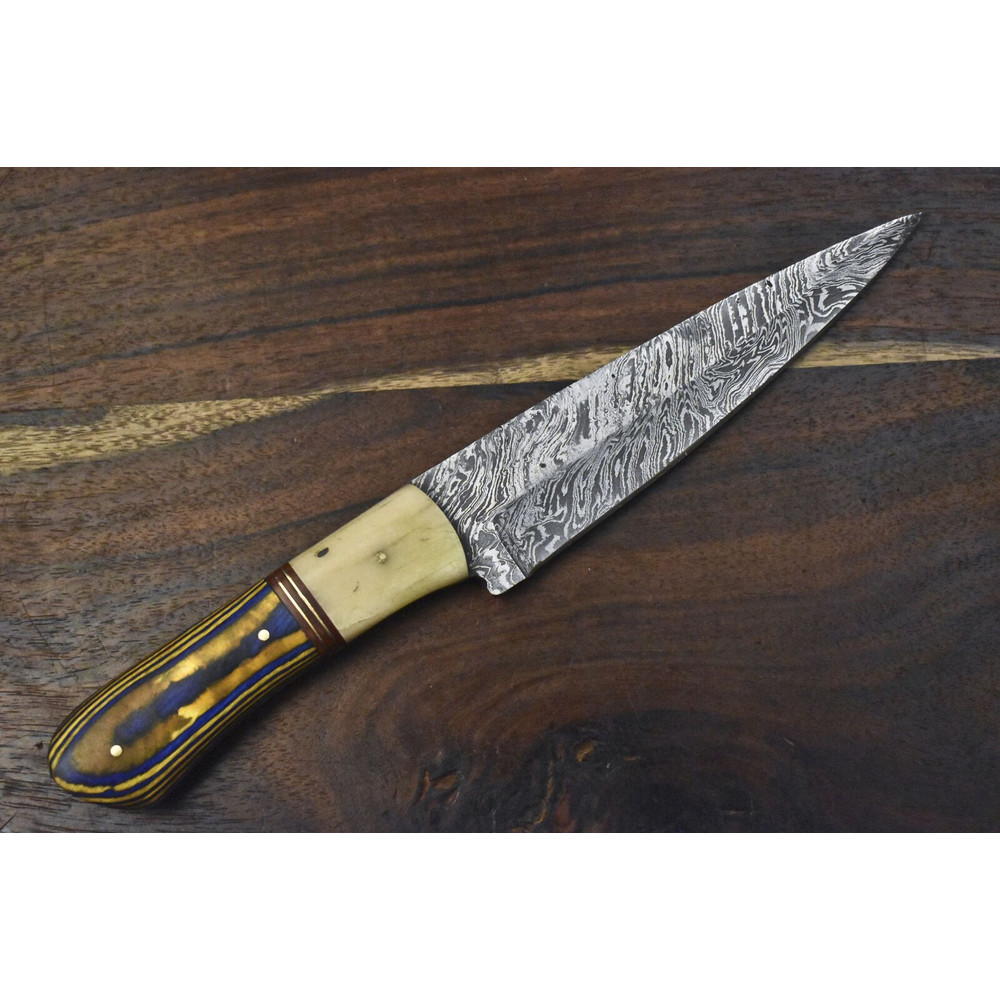Custom Hand Forged Damascus Chef Knife  Twist Pattern Hardwood Grip Full Tang Design 1