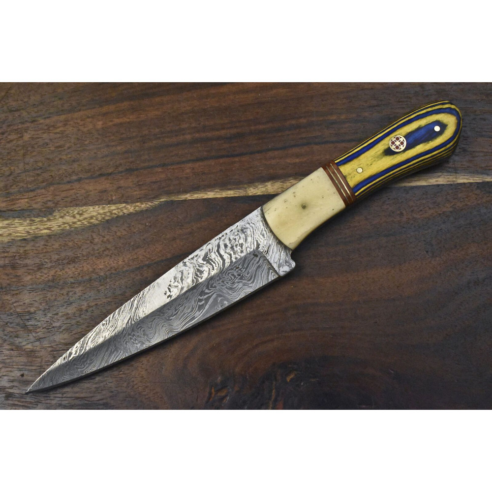 Custom Hand Forged Damascus Chef Knife  Twist Pattern Hardwood Grip Full Tang Design 0