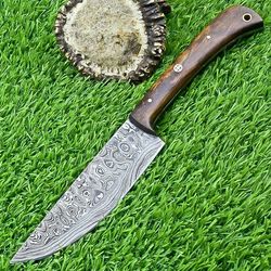 custom hand forged damascus chef knife | twist pattern, hardwood grip, full tang