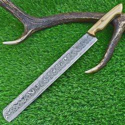 stunning hand forged damascus steel chef knife | 16.5" custom handmade kitchen knife