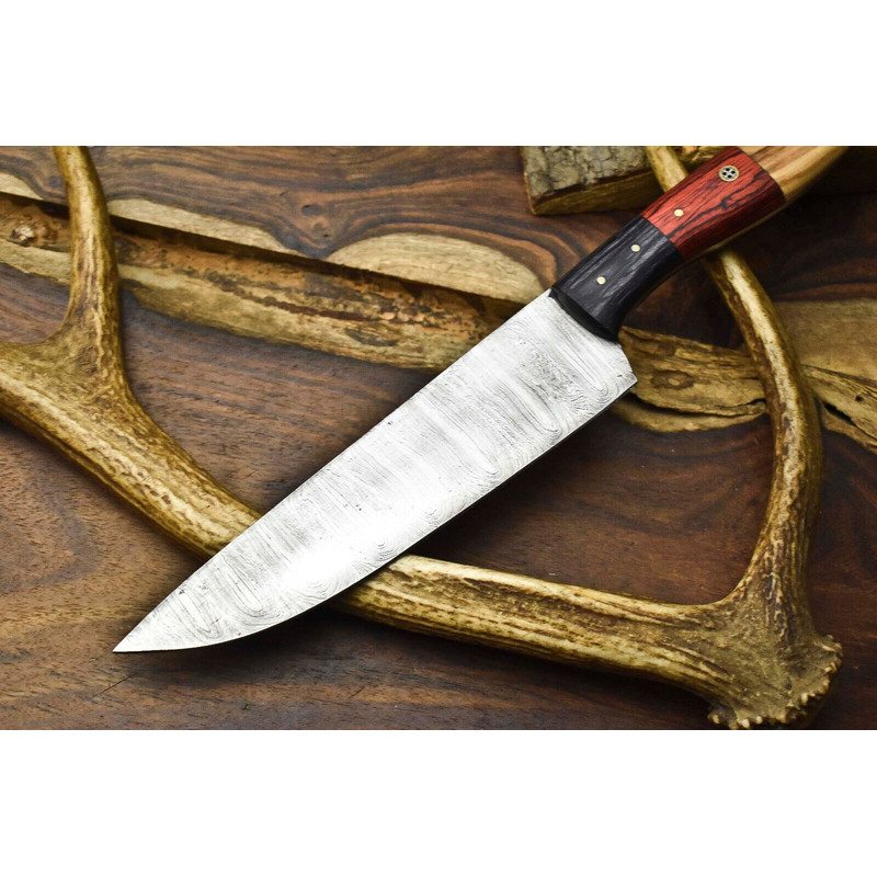 Professional 12 Handmade Damascus Chef Knife  Hardwood Handle  Forged Twist Blade 3