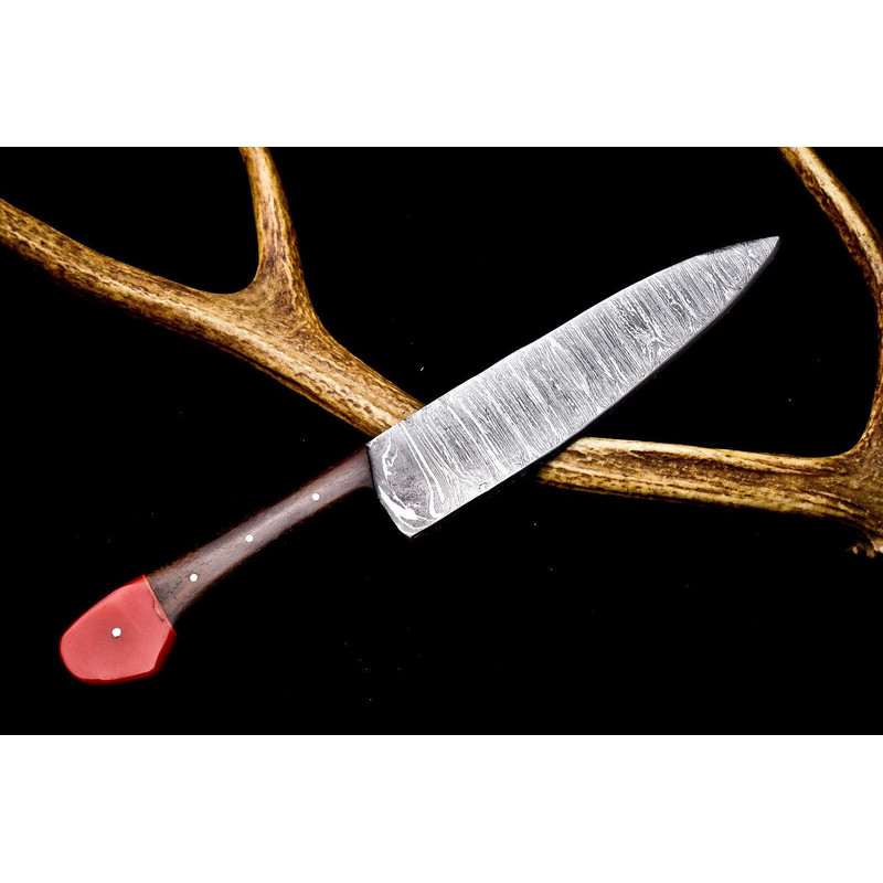 Hand Forged 12 Twist Damascus Chef Knife  Hardwood Handle Gift For HimHer 3