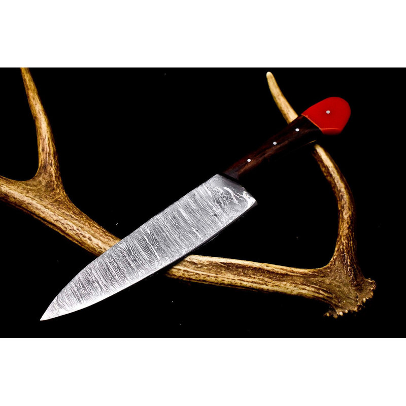Hand Forged 12 Twist Damascus Chef Knife  Hardwood Handle Gift For HimHer 0