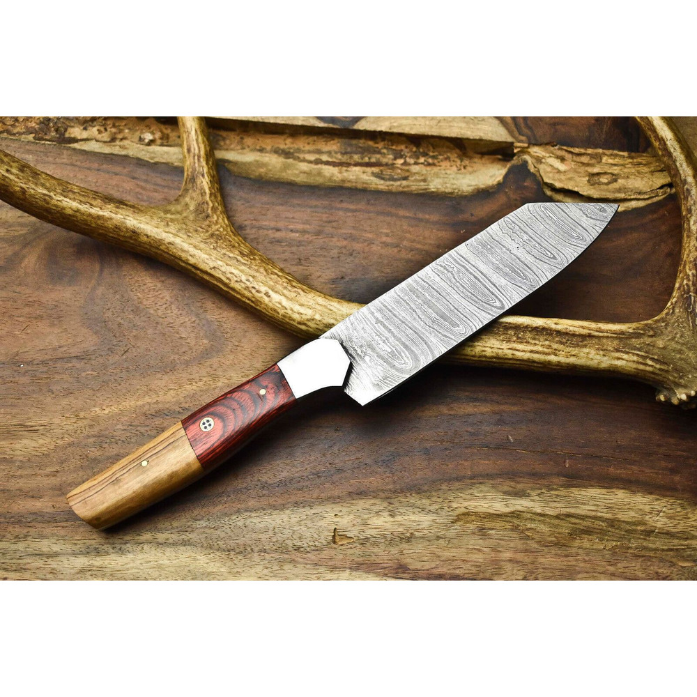 12 Handmade Full Tang Twist Damascus Chef Knife  Wooden Handle Kitchen Blade 3
