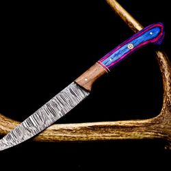 12" damascus steel kitchen knife – hand forged twist pattern, perfect gift for chefs