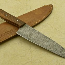 artisan hand forged damascus steel chef knife | 11.75" kitchen knife with wooden handle