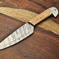 hand forged damascus steel chef knife | 10.00" kitchen knife with wooden handle