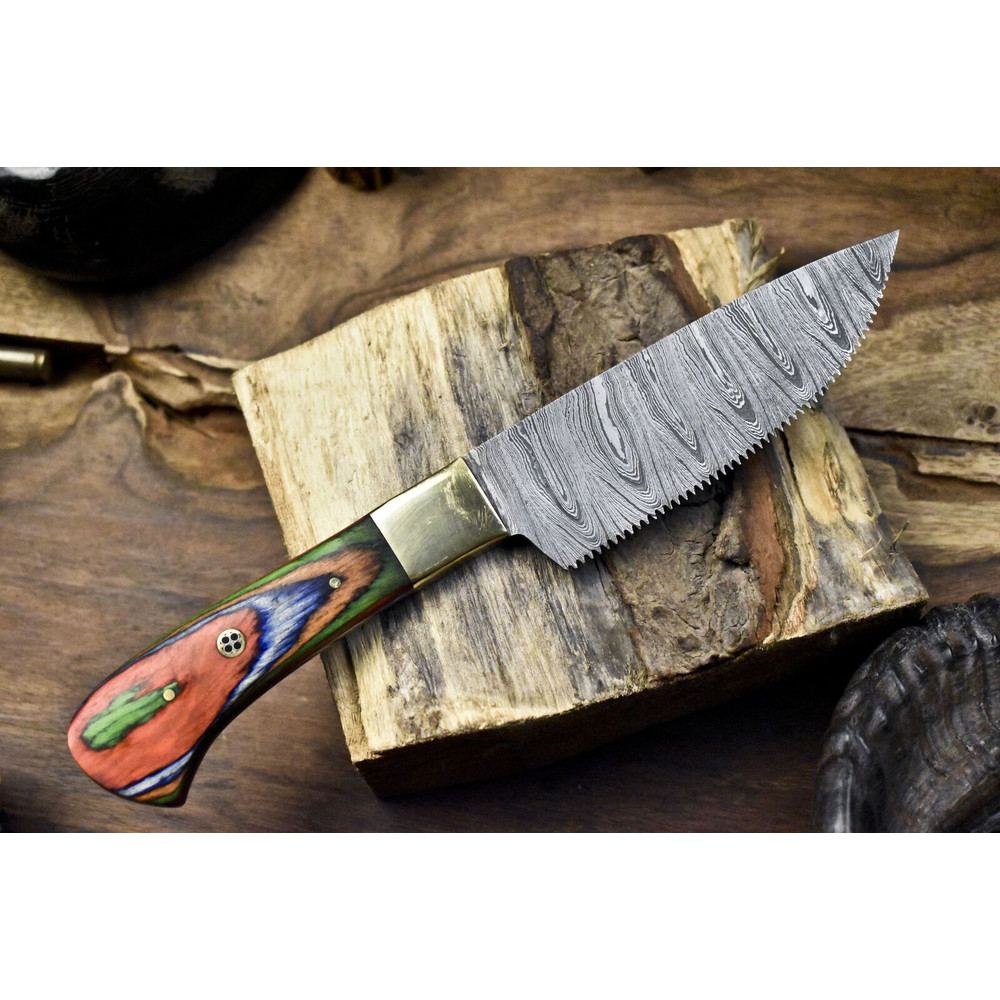 Custom Handmade Damascus Chef Knife  Professional Kitchen Knife With Natural Wood Handle 1