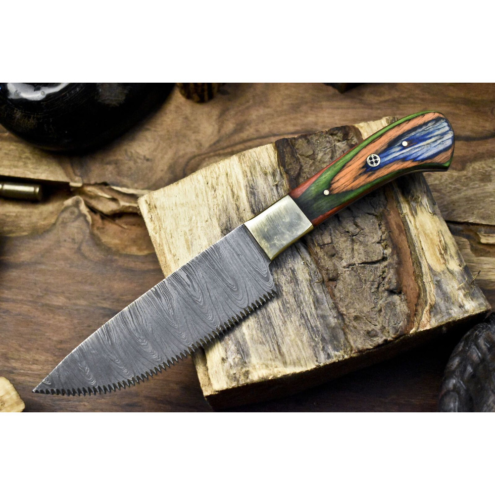 Custom Handmade Damascus Chef Knife  Professional Kitchen Knife With Natural Wood Handle 0