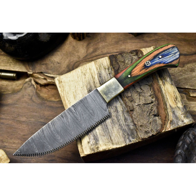Custom Handmade Damascus Chef Knife  Professional Kitchen Knife With Natural Wood Handle 0