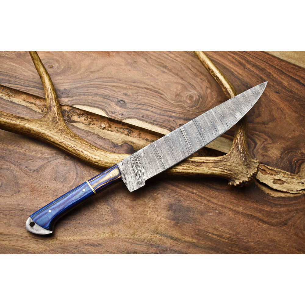 130 Handmade Damascus Steel Chef Knife  Full Tang Kitchen Knife  Custom Forged 384 Layer Blade 3