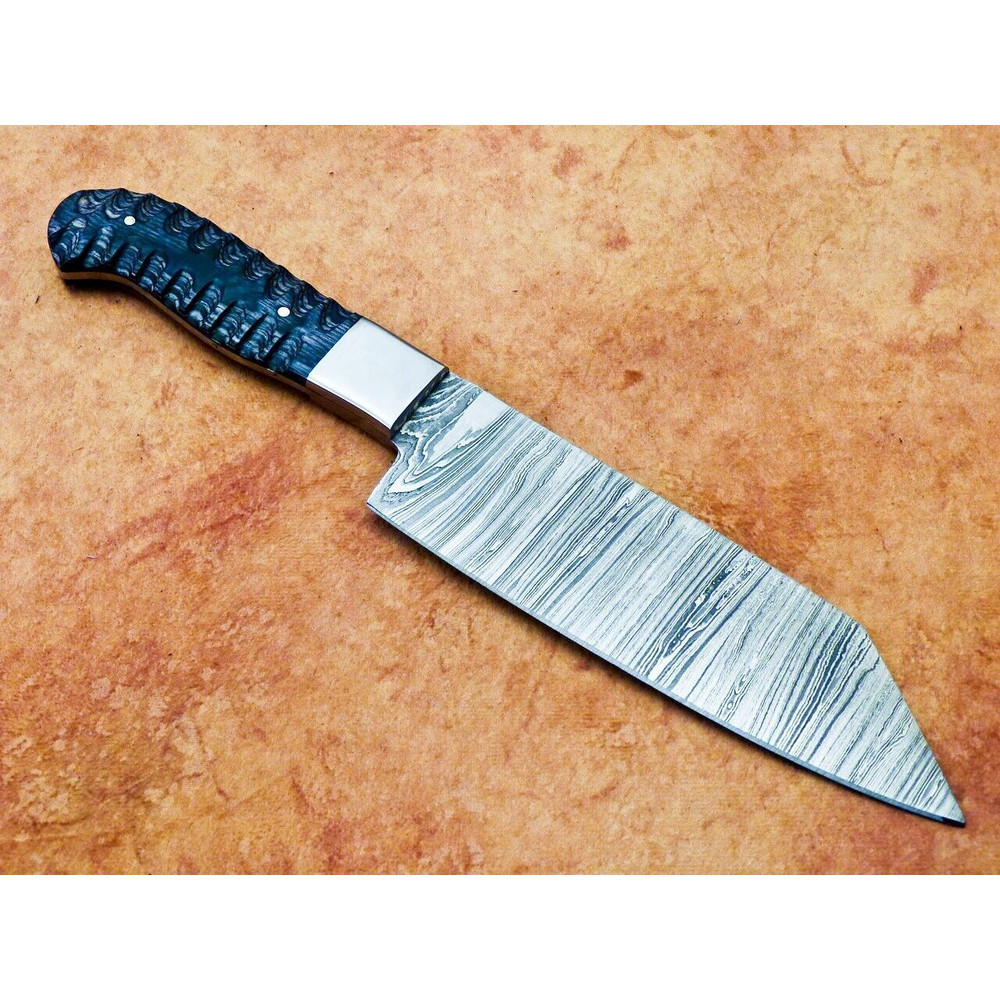 12 Handmade Damascus Steel Professional Chef Knife  Custom Forged Kitchen Knife With Hard Wood Hand 1
