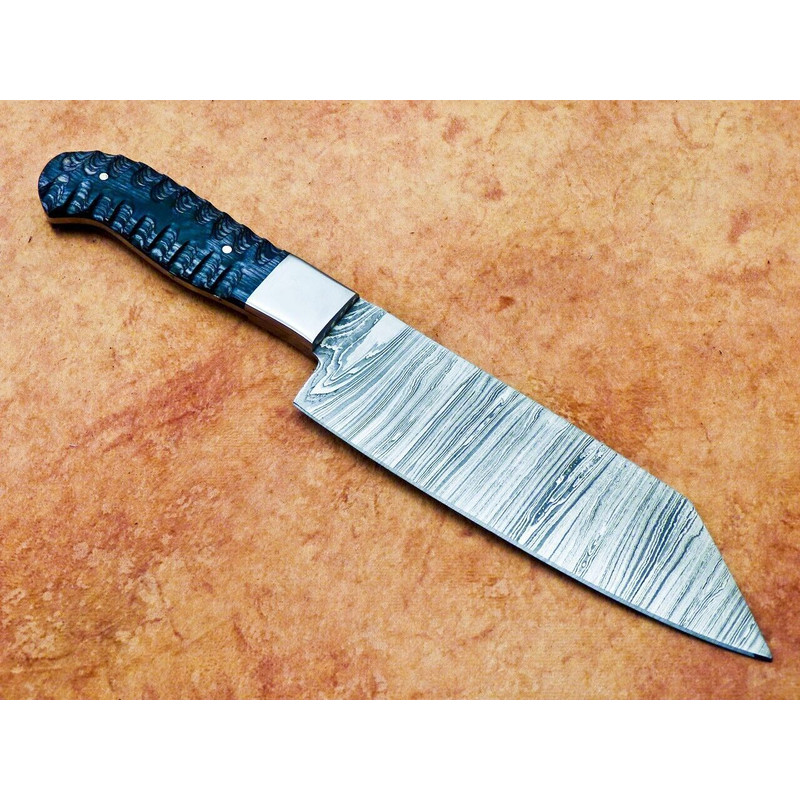 12 Handmade Damascus Steel Professional Chef Knife  Custom Forged Kitchen Knife With Hard Wood Hand 1