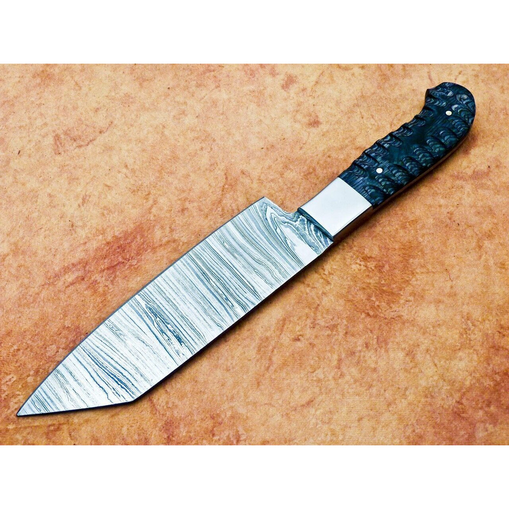 12 Handmade Damascus Steel Professional Chef Knife  Custom Forged Kitchen Knife With Hard Wood Hand 2