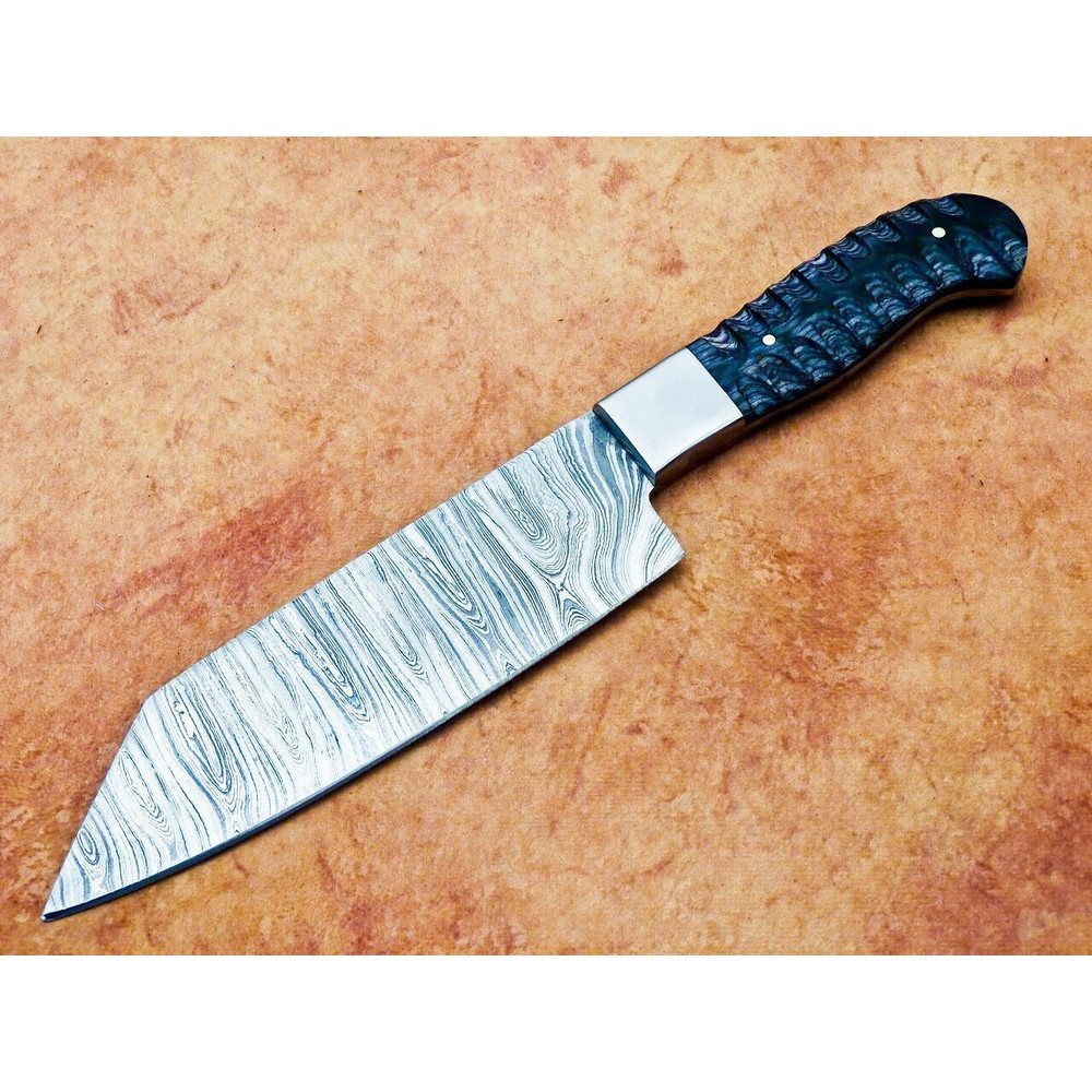 12 Handmade Damascus Steel Professional Chef Knife  Custom Forged Kitchen Knife With Hard Wood Hand 3