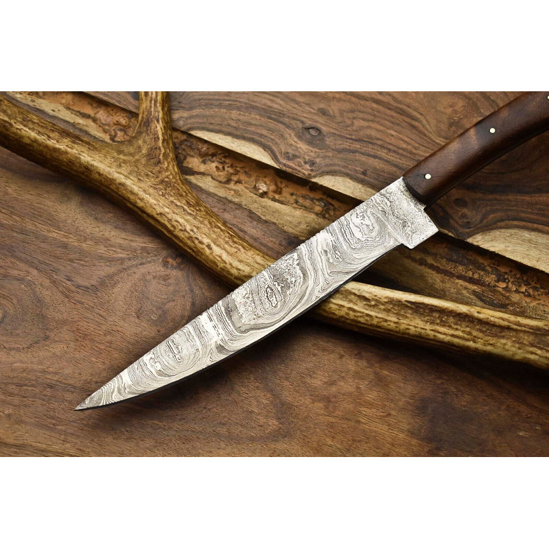 12 Forged Damascus Steel Chef Knife  Handcrafted Kitchen Knife With Brass Bolster 2