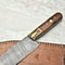 Custom Damascus Steel Chef Knife 12 Inch Forged Blade With Brass Wood Handle 1
