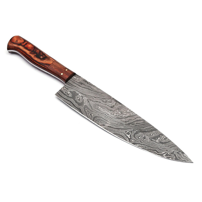 Custom Forged 13 Inch Damascus Steel Chef Knife  Handmade Kitchen Cutlery Gift 2